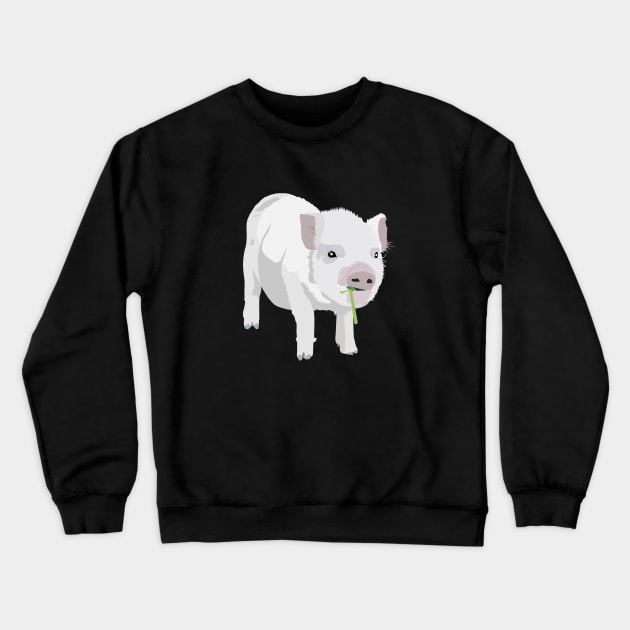 White Piglet Chewing Grass Crewneck Sweatshirt by NorseTech